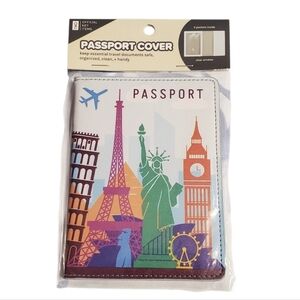Colorful Travel Passport Cover Holder with Iconic Landmarks